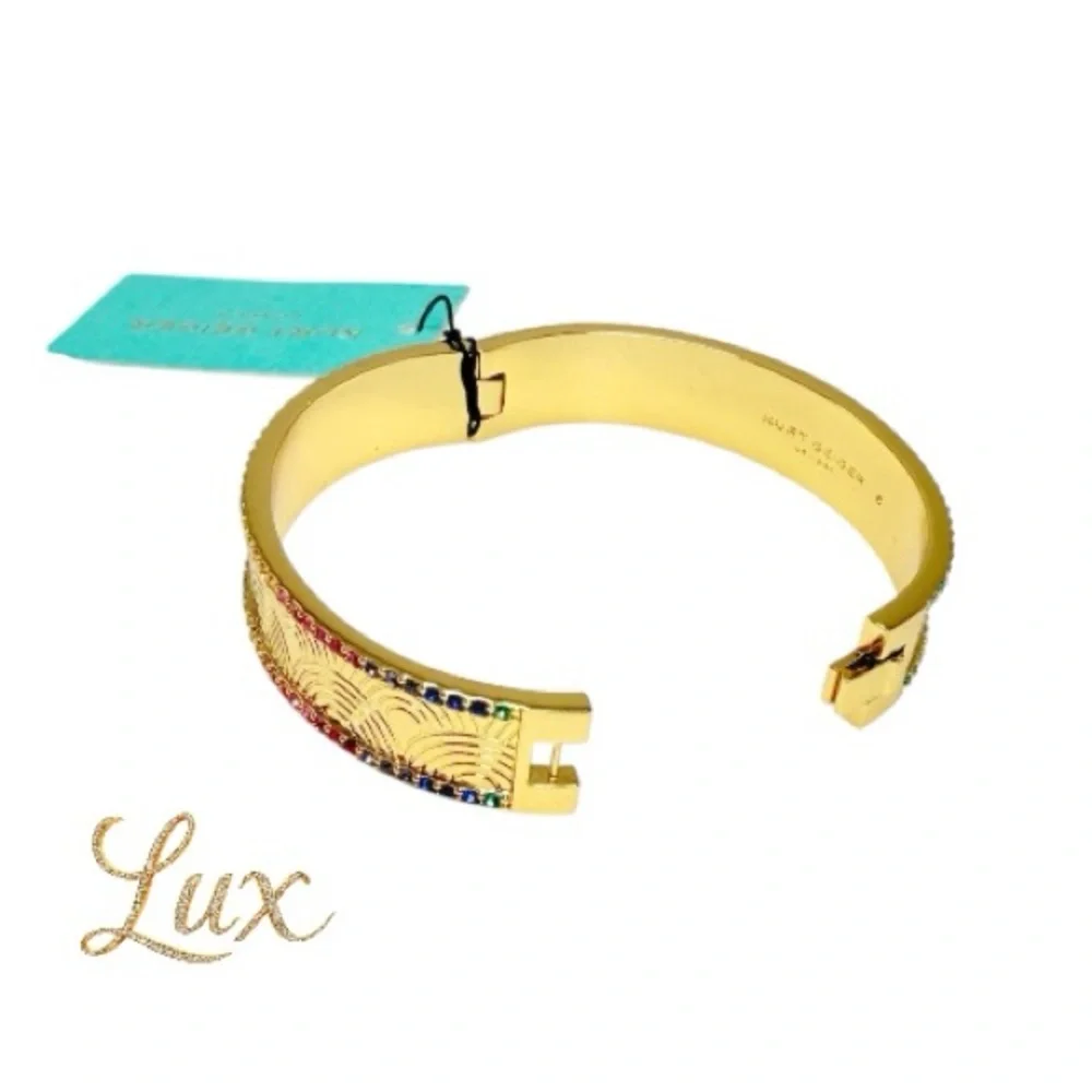 Kurt Geiger Gold Bangle with Multicolor Crystal Accents
